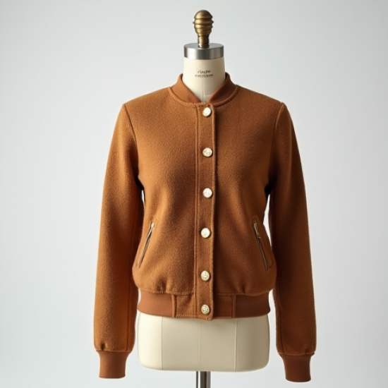 Bouclé Bomber Jacket with Gold Buttons