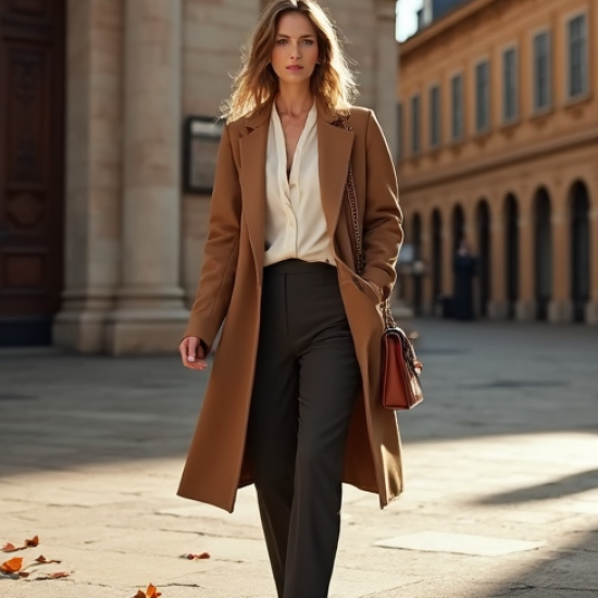 Tailored Duster Coat with Notch Lapel