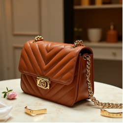 Quilted Crossbody Purse with Gold Chain