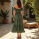 Off-Shoulder Peasant Dress with Empire Waist