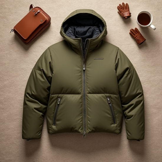 Cropped Puffer Coat in Earth Tones