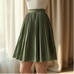 Satin Mini Skirt in Pleated Satin