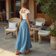 Denim Maxi Skirt in Light Wash