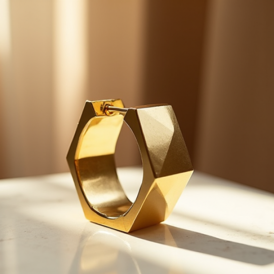 Gold-Plated Hoop Earrings in Geometric Shape
