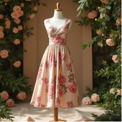 Floral One-Shoulder Dress with V-Neckline