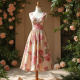 Floral One-Shoulder Dress with V-Neckline