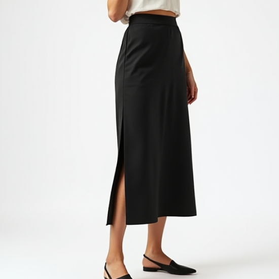 Cropped Midi Skirt with Side Slit