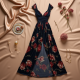 Velvet High-Low Dress with Floral Print