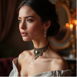 Vintage-Inspired Choker Necklace in Antique Finish