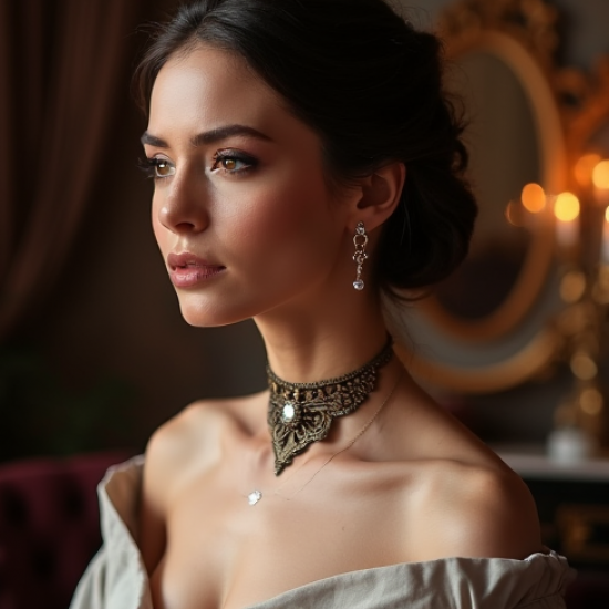 Vintage-Inspired Choker Necklace in Antique Finish