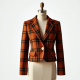 Cropped Blazer in Plaid Pattern