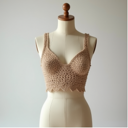Crochet Bustier Top in Solid Neutral