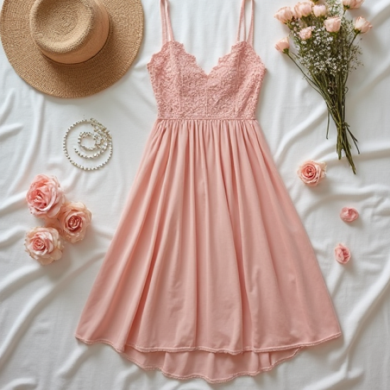 Lace High-Low Dress in Pastel Shades