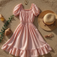 Chiffon Peasant Dress in Pastel Shades