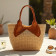 Woven Woven Basket Bag in Crocodile Pattern