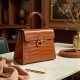 Structured Shoulder Bag in Crocodile Pattern
