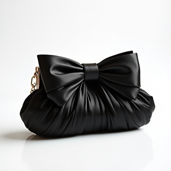 Pleated Clutch Bag with Bow Accent