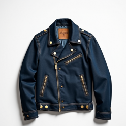 Denim Biker Jacket with Oversized Collar