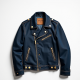 Denim Biker Jacket with Oversized Collar