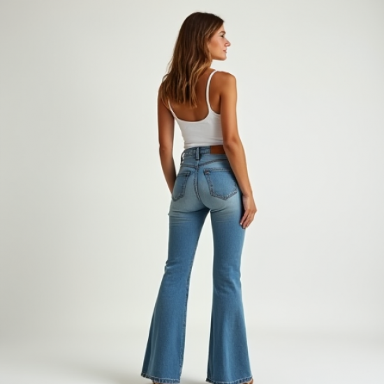 Denim Flare Jeans in Light Wash