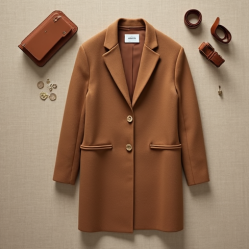 Tailored Cardigan Coat with Gold Buttons