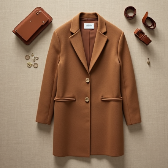 Tailored Cardigan Coat with Gold Buttons