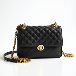 Quilted Chain Shoulder Bag with Gold Chain