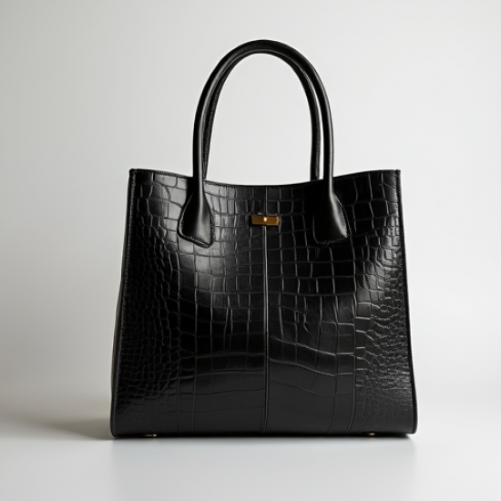 Faux Leather Tote Bag in Crocodile Pattern