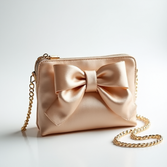 Satin Pouch Bag with Bow Accent
