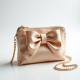 Satin Pouch Bag with Bow Accent