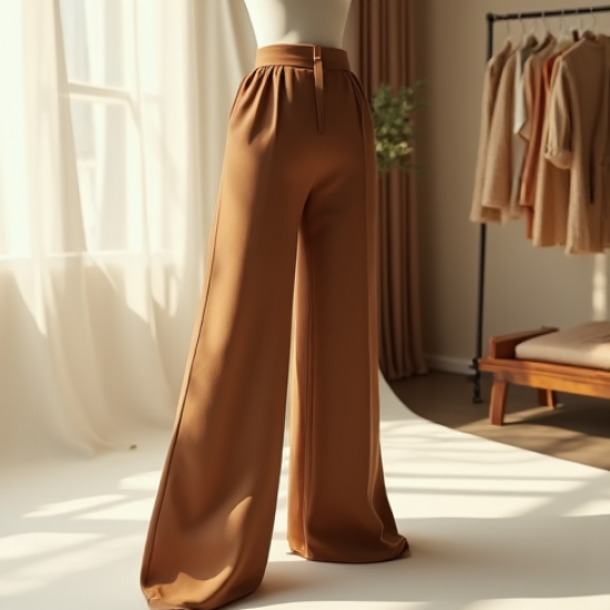 High-Waisted Wide-Leg Pants with Pocket Details