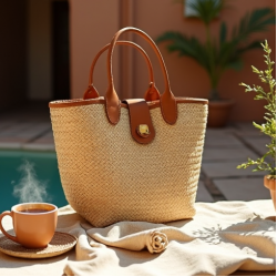 Woven Woven Basket Bag with Twist Lock