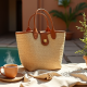 Woven Woven Basket Bag with Twist Lock