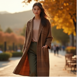 Plaid Duster Coat in Earth Tones