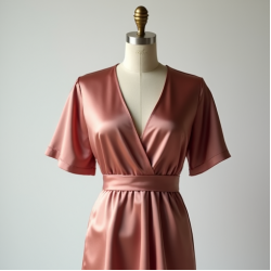 Satin Wrap Top with Keyhole Back