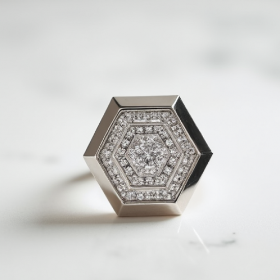 Geometric Cocktail Ring in Geometric Shape