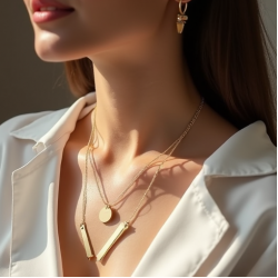 Minimalist Layered Necklace in Geometric Shape