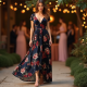 Velvet High-Low Dress with Floral Print