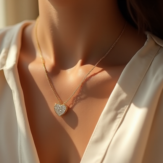 Gold-Plated Pendant Necklace with Heart Motif