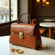 Embossed Top-Handle Bag in Crocodile Pattern