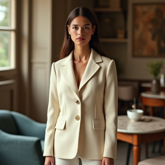 Casual Bouclé Jacket with Notch Lapel