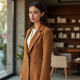 Tailored Cardigan Coat with Gold Buttons