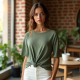 Ribbed Ribbed Tee with Tie Front