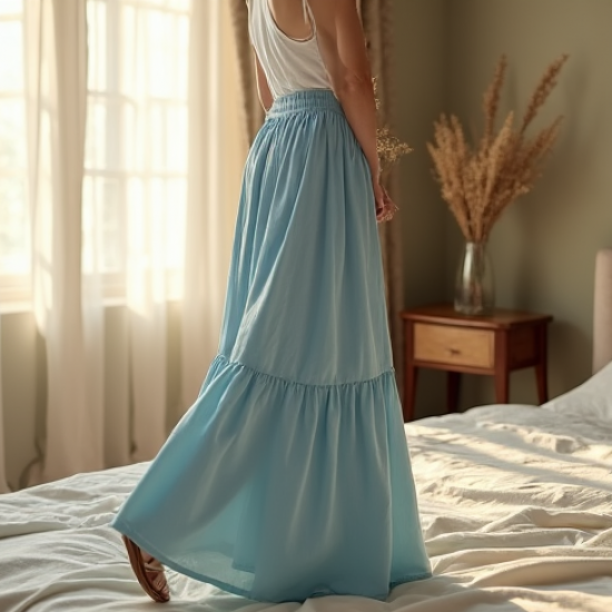 Casual Maxi Skirt in Pastel Color