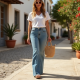 Denim Flare Jeans in Light Wash
