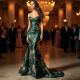 Satin Mermaid Gown with Floral Print