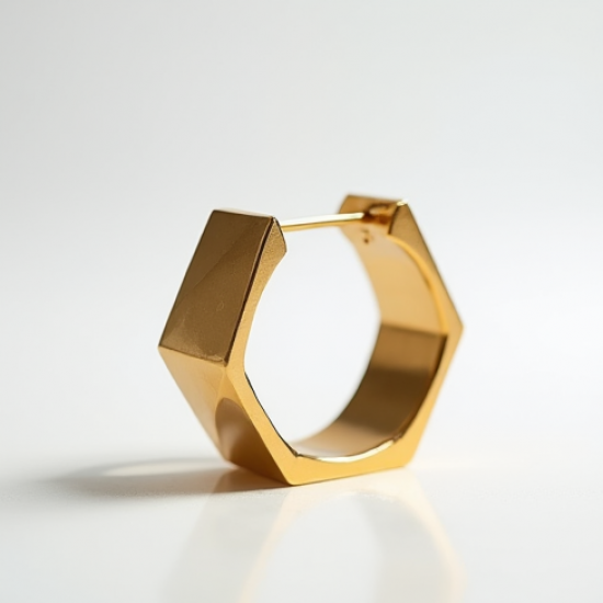 Gold-Plated Hoop Earrings in Geometric Shape