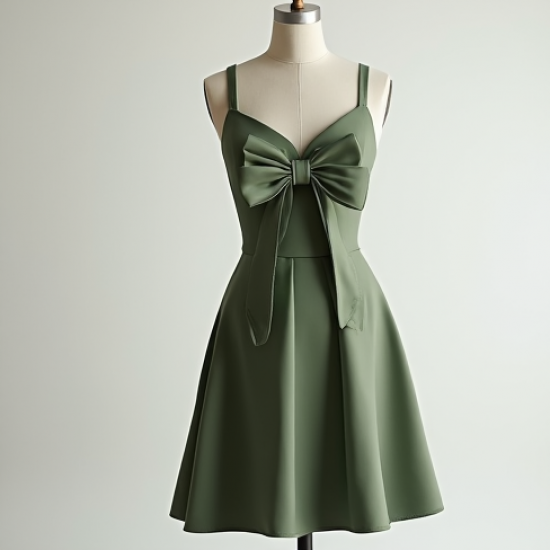 Ethereal Fit and Flare Dress with Bow Accent