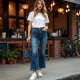 Cropped Flare Jeans with Pocket Details