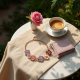 Enamel Charm Bracelet with Floral Charm